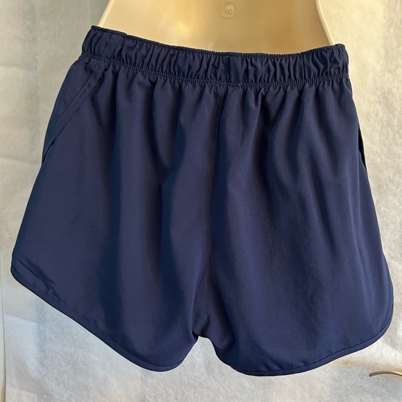 New Balance running lined athletic shorts in navy blue with grey logo Sz-XS H12 - Picture 3 of 10